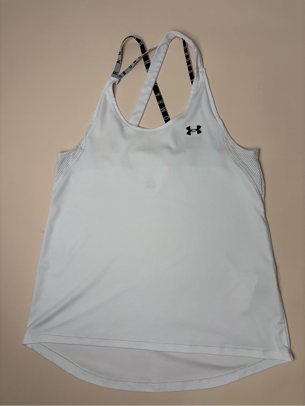 Under Armour White Strappy Mesh Athletic Tank Top Women’s Large